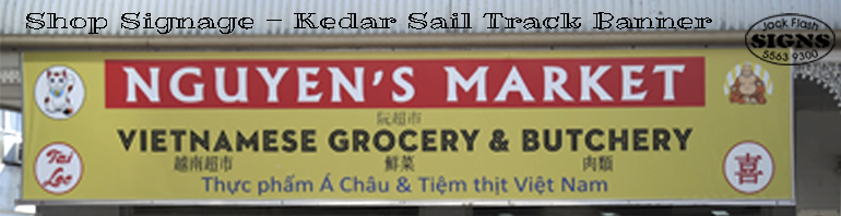 Shop Signage Kedar Sail Track Banner Jack Flash Signs